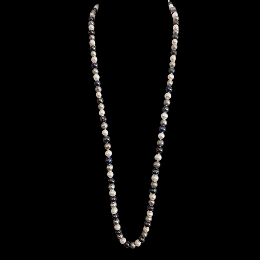 Infinity pearl necklace genuine pearls multi color hand knotted  A0389 Q7 - Picture 14 of 16